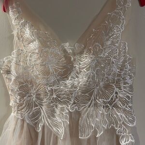 Cream Sleeveless Plunge Midi Gown